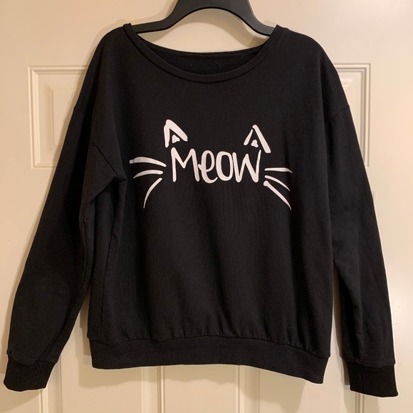 Tops - Cute Black Meow Sweatshirt